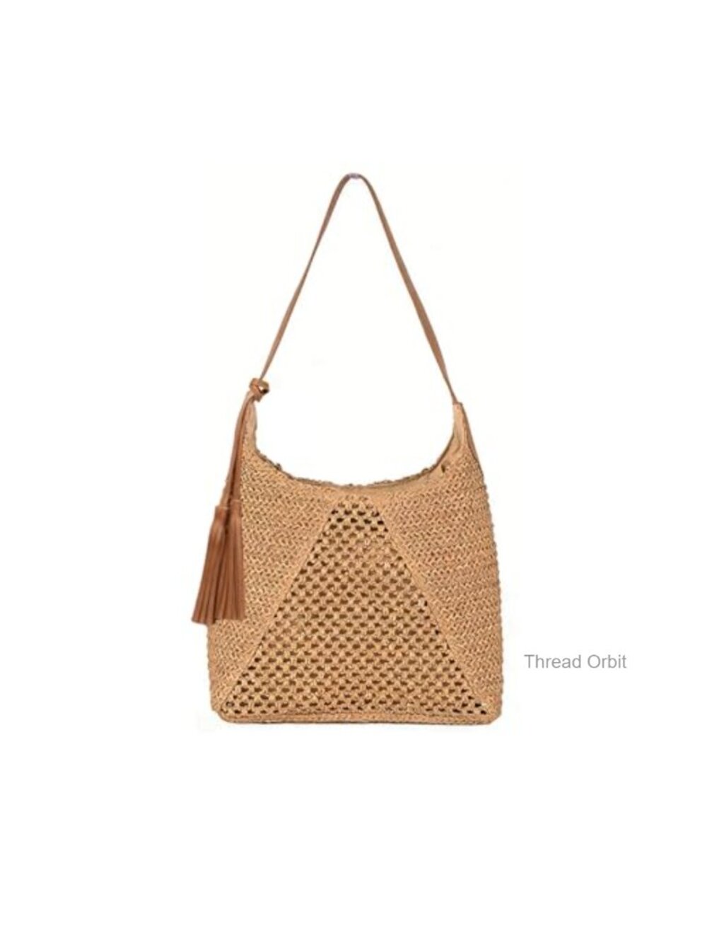Woven Straw Shoulder Beach Bag with Zipper Summer Vacation Purse